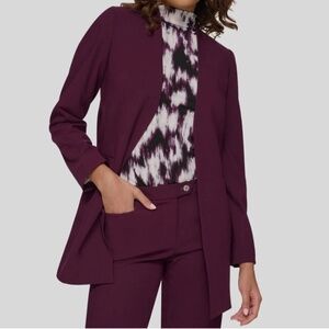 Calvin Klein Open Front Rolled Cuff Blazer in Aubergine ~ Size 14